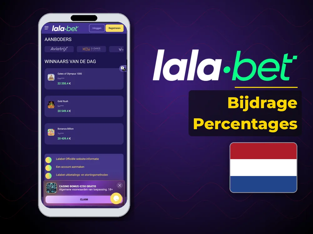 lalabet - Bijdrage Percentages