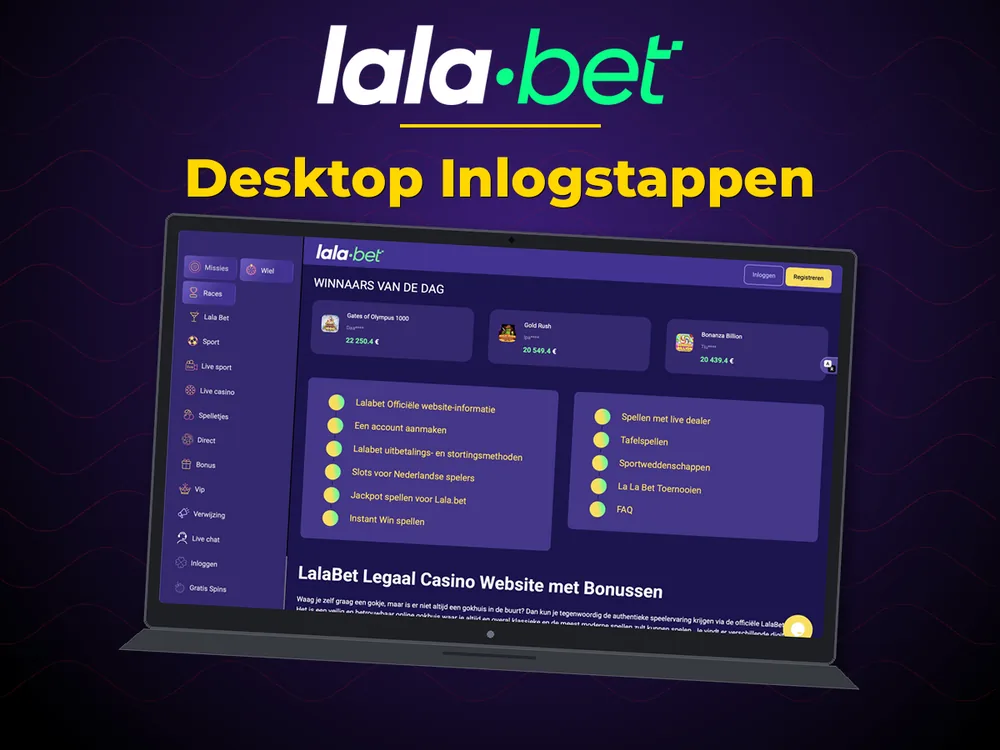 lalabet - Desktop Inlogstappen